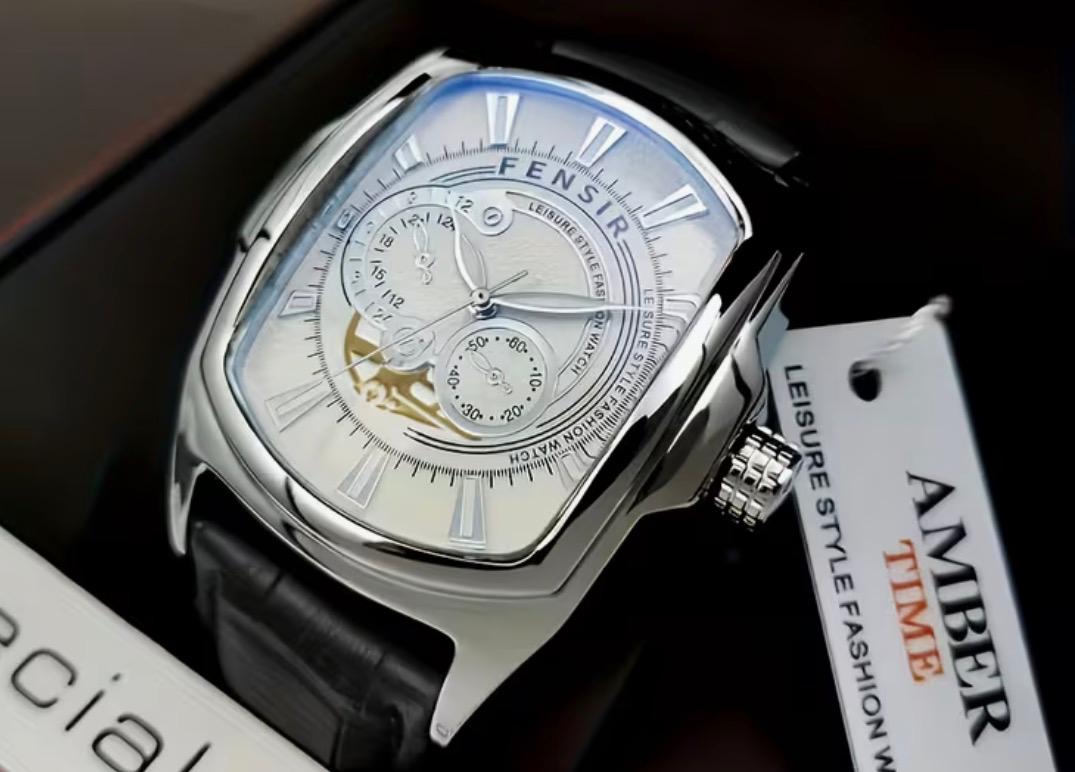 Fensir Executive Tonneau Automatic Watch – Premium Leather Strap
