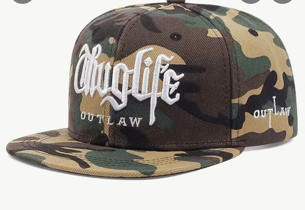 Thug Life "Outlaw" Embroidered Camo Snapback Cap