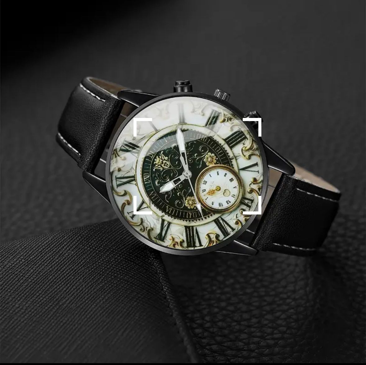 Imperial Baroque Artistic Dual-Dial Leather Watch