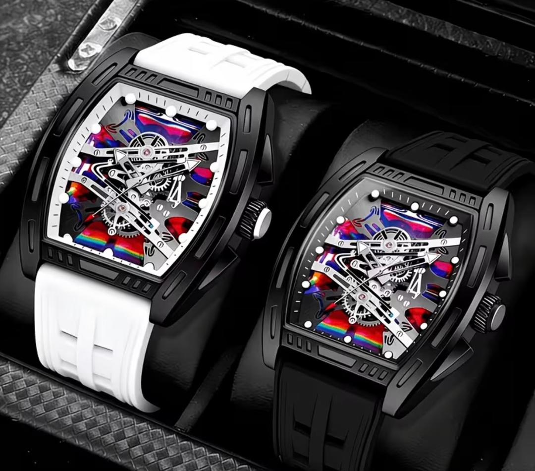 Apex Cyber-Skeletal Tonneau Sports Watch – 2-in-1 Executive Combo Set