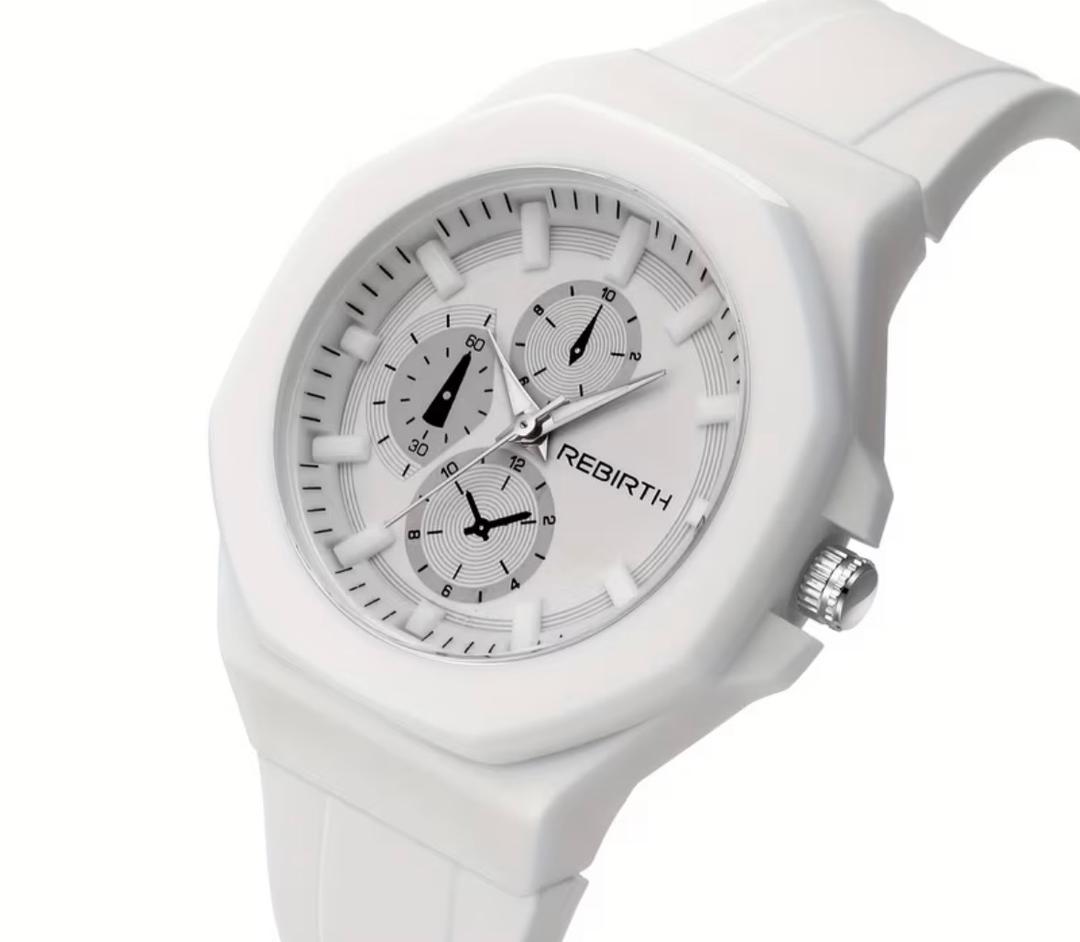 Buy Rebirth Monochromatic Arctic White Octagonal Chrono-Style Watch in Bonny Island