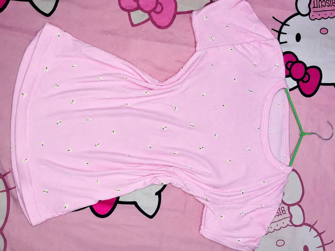 Buy Baby Pink flower print basic top in Bonny Island