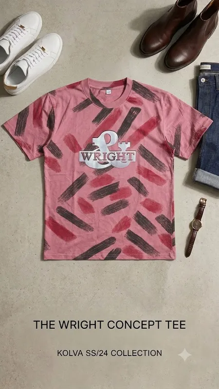 Buy Kolva Wright Concept Tee – Pink Brushstroke Graphic T-Shirt | SS/24 Collection | Size 2XL in Bonny Island