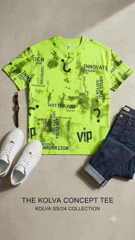 Buy  Kolva Concept Tee – Neon Green Distressed Graphic T-Shirt | SS/24 Collection | Size 2XL in Bonny Island
