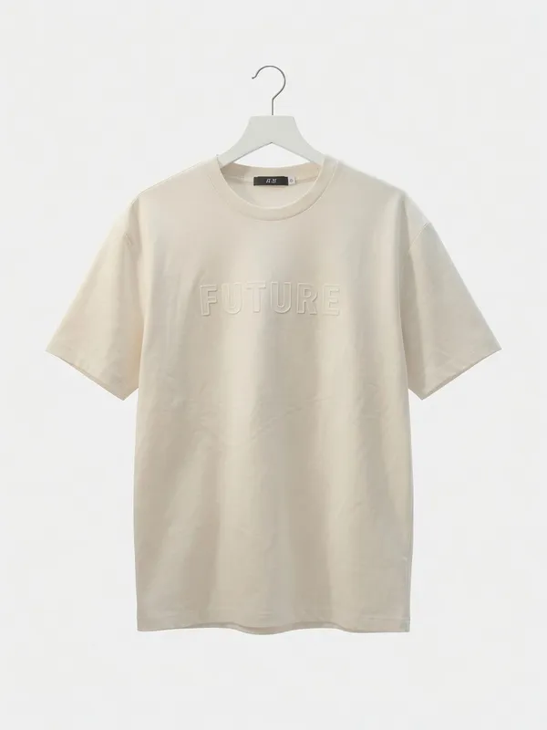 Buy Kolva Future Embossed Tee – Cream Tonal T-Shirt | Size 3XL in Bonny Island