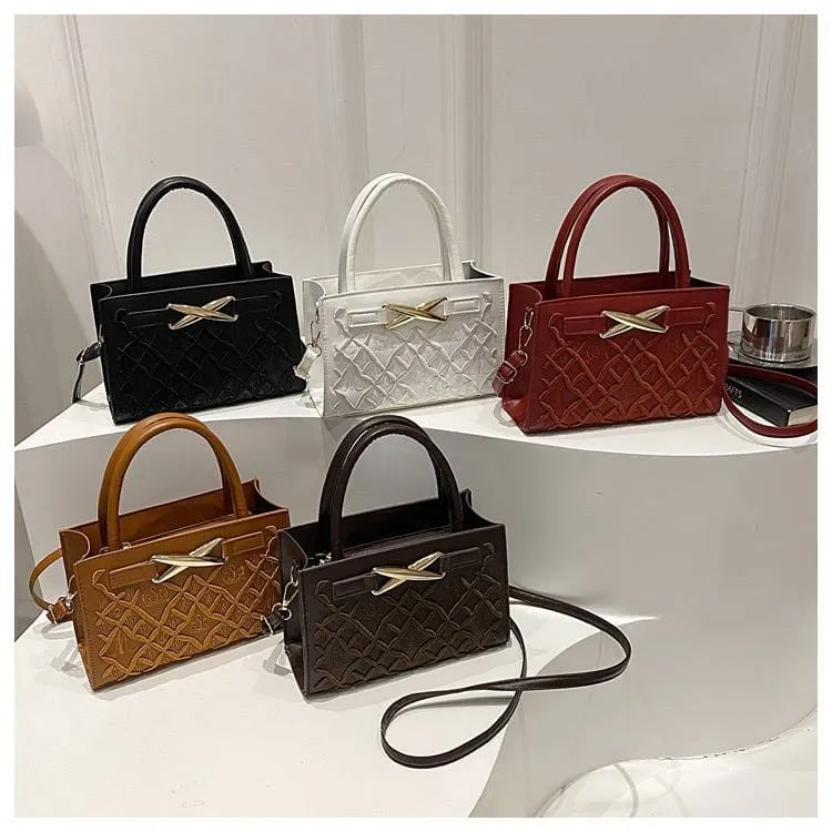 Embroidery Square Structured Handbag